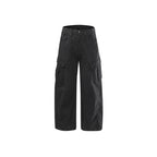 Women's Wide High Waist Cargo Culotte made of Cotton Twill with Multiple Pockets Fashion Glam