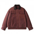 Men's Oversized Canvas Blouson with Cord Collar, Concealed Front Placket and Gathered Hem Fashion Glam