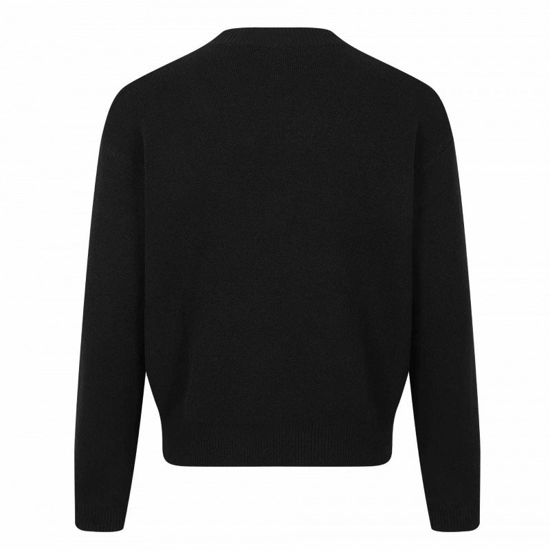Unisex Graphic Knit Sweater with Ribbon Intarsia, Crew Neck and Ribbed Hem Fashion Glam