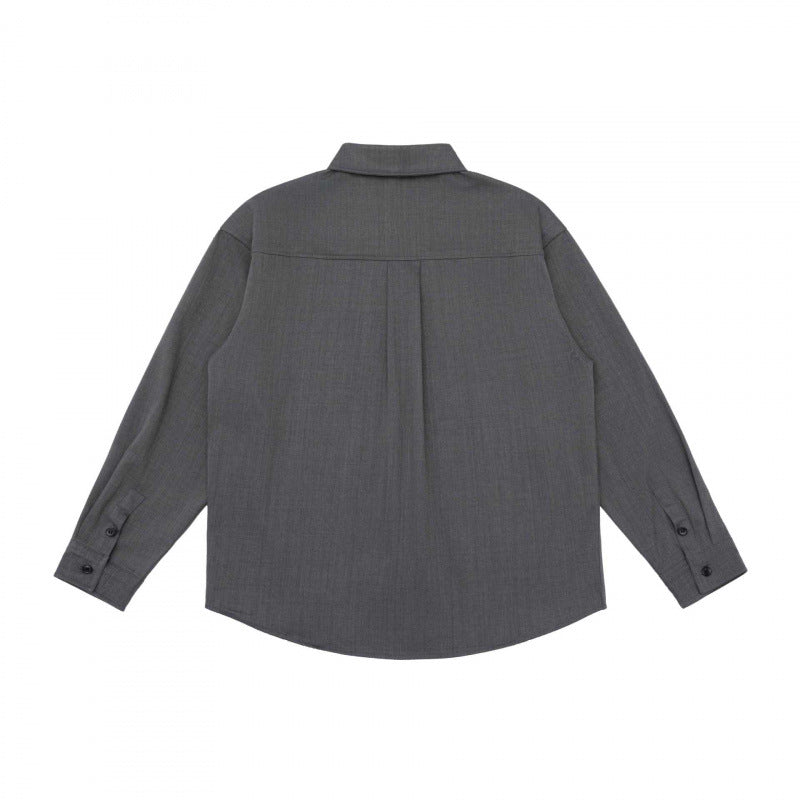Unisex Oversize-Long Sleeve Shirt in Boxy Cut with Chest Pocket and Curved Hem Fashion Glam