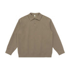 Unisex Long-Sleeve Knit Polo Shirt Sweater with Boxy Fit and Waffle Texture Fashion Glam