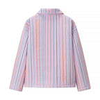 Women's Quilted Cropped Jacket with Striped Stitching, Wide Sleeves and Zipper Fashion Glam