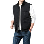 Men's Lightweight Thermo-Fleece Vest with Stand-Up Collar, Front Zipper and Side Pockets Fashion Glam