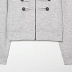 Women's Short Sweat Jacket in Military Style with Stand-Up Collar and Decorative Button Details Fashion Glam