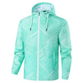 Men's Lightweight Hooded Windbreaker Jacket with Graphic Allover Print and Packing Function Fashion Glam