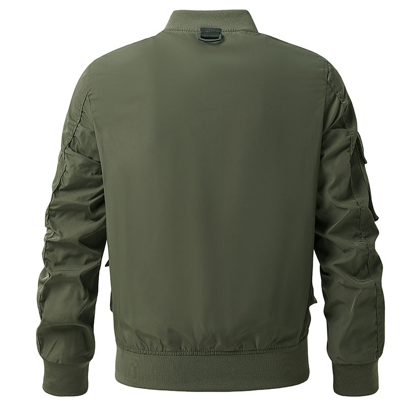 Men's tactical multi-pocket bomber jacket in utility style with cargo pockets and ribbed cuffs Fashion Glam