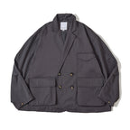 Unisex Boxy Overjacket with double-breasted button placket, large utility patch pockets and short boxy cut Fashion Glam
