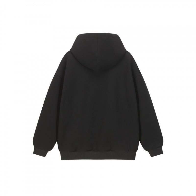 Unisex Oversize Hooded Sweat Jacket with Checked Lining, Full Zip and Ribbed Hem Fashion Glam
