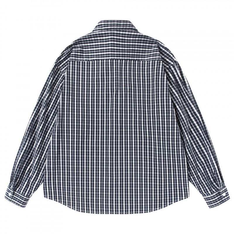 Men's loose-fitting checkered shirt with double breast pockets Fashion Glam