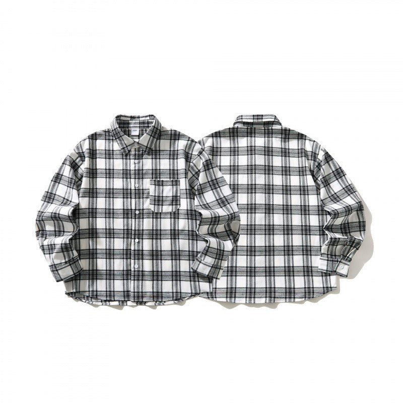 Unisex Oversize checkered flannel overshirt with shirt collar and chest pocket Fashion Glam
