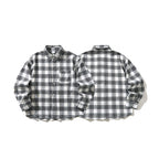 Unisex Oversize checkered flannel overshirt with shirt collar and chest pocket Fashion Glam