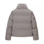 Women's Oversize Quilted Winter Jacket with High Stand-up Collar and Geometric All-over Pattern Fashion Glam