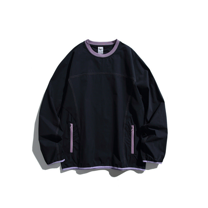 Unisex Lightweight technical oversized sweater with round neckline, zippered pockets, and contrasting finishes Fashion Glam