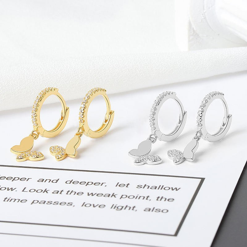 Ladies earrings with elegant butterfly design and sparkling details Fashion Glam