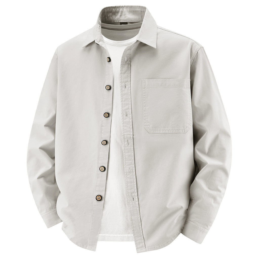 Men's loose overshirt jacket made of cotton blend with chest pocket and full button placket Fashion Glam