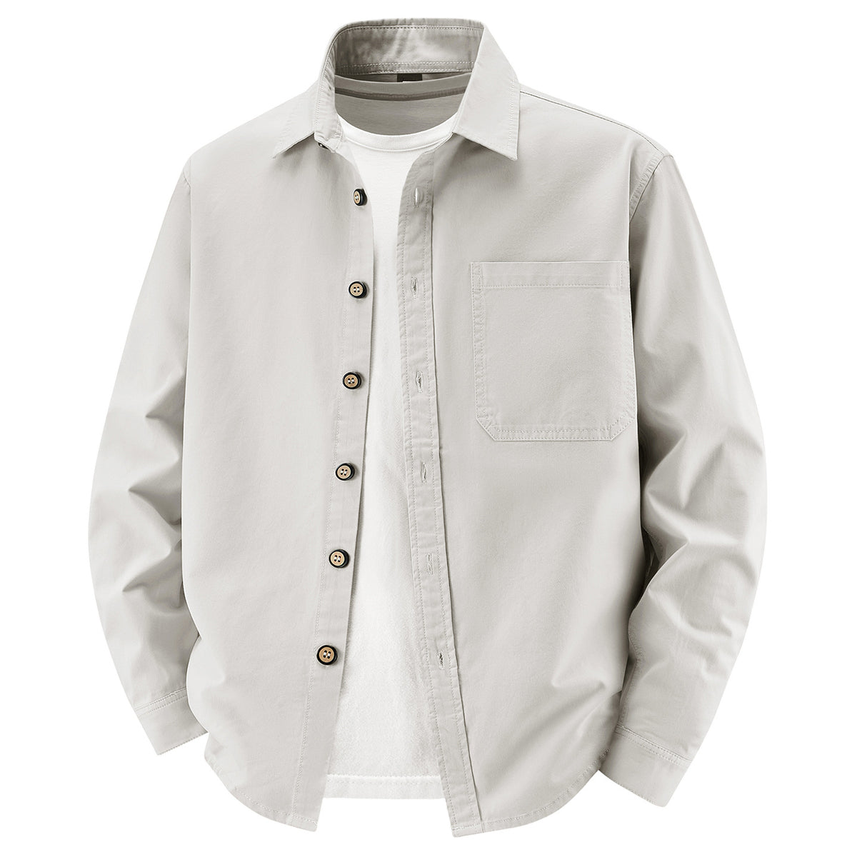Men's loose overshirt jacket made of cotton blend with chest pocket and full button placket Fashion Glam