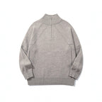 Unisex Knit Half-Zip Sweater with High Ribbed Collar and Raglan Sleeves Fashion Glam