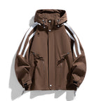 Unisex sporty-urban hooded windbreaker with contrast stripes Fashion Glam