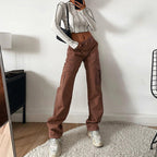 Women High-Waist Cargo Jeans in Relaxed-Fit with Wide Leg Fashion Glam
