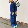 Ladies High-Waist Flared Jeans in Retro Bootcut with Knee-High Cut-Outs and Five-Pocket Design Fashion Glam