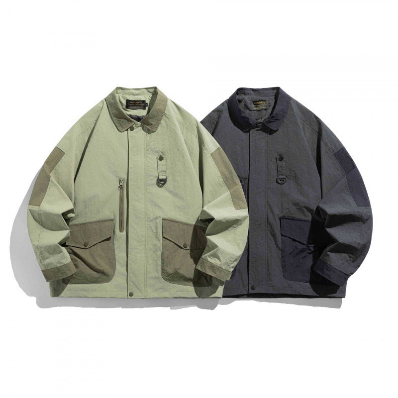 Unisex Oversize Utility-Field Jacket with patch pockets, contrast panels, and hidden zip placket Fashion Glam