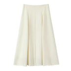 Women's midi skirt with tailored A-line and piped box pleats Fashion Glam