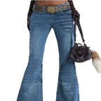 Women's High-Waisted Vintage Flared Jeans in Seventies Style with Horizontal Ribbed Look and Extra Wide Flare Fashion Glam