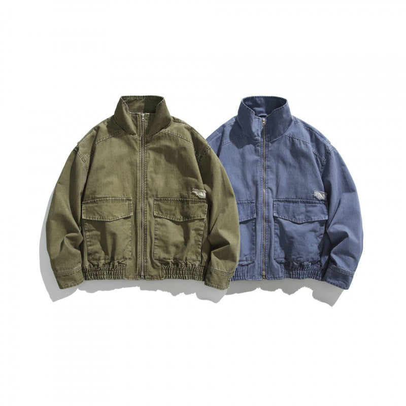 Unisex Boxy-Field Jacket in vintage canvas look with stand-up collar, flap pockets, and elastic hem Fashion Glam