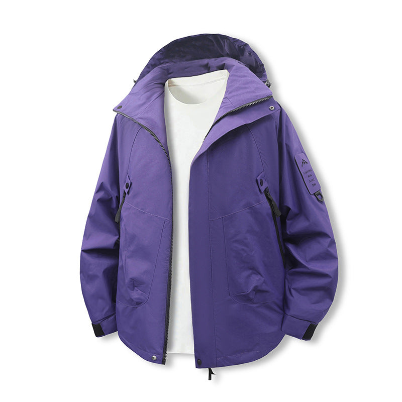 Men's Wind and Water Resistant Softshell Utility Jacket with Hood Fashion Glam