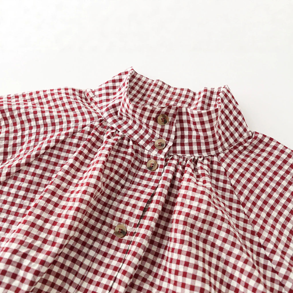 Women's Checked Oversize Blouson with Drawstring and Stand Collar Fashion Glam
