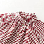 Women's Checked Oversize Blouson with Drawstring and Stand Collar Fashion Glam