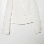 Women cropped double-breasted blazer with V-neck and cuffed sleeves Fashion Glam