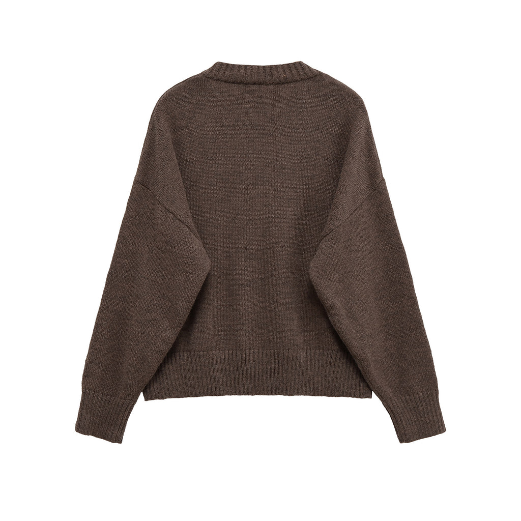 Women's Oversized V-Neck Knit Sweater with Kangaroo Pocket Fashion Glam