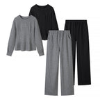 Women's Two-Piece Lounge Set with Tailored Peplum Top and Wide Pants Fashion Glam