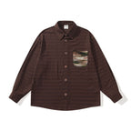 Unisex structured knit shirt jacket with boxy oversized cut and contrasting chest pocket Fashion Glam