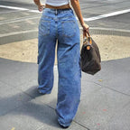 Women's High-Waisted Baggy Cargo Jeans in Utility Look with Oversized Flap Pockets Fashion Glam