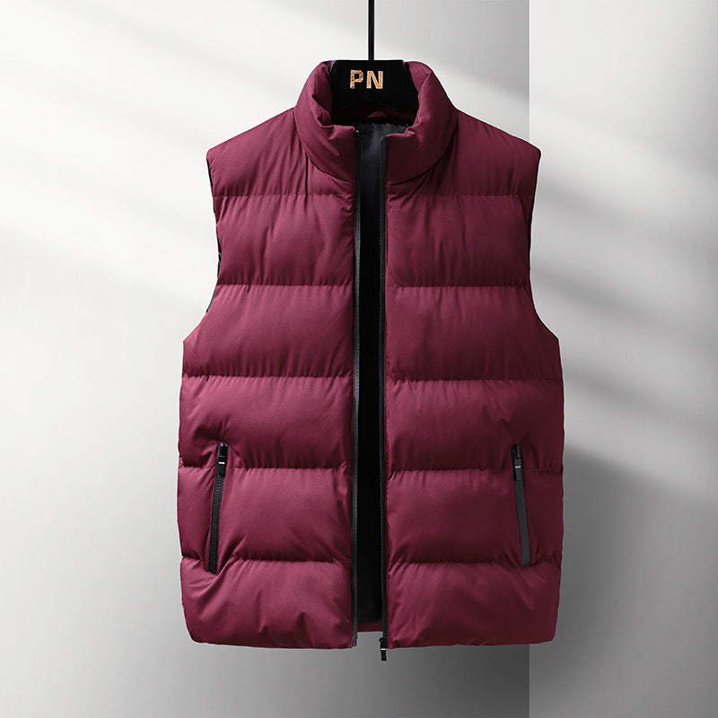 Men's Sleeveless Thermal Quilted Vest with Stand-Up Collar, Windproof Shell and Zipper Pockets Fashion Glam