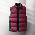 Men's Sleeveless Thermal Quilted Vest with Stand-Up Collar, Windproof Shell and Zipper Pockets Fashion Glam