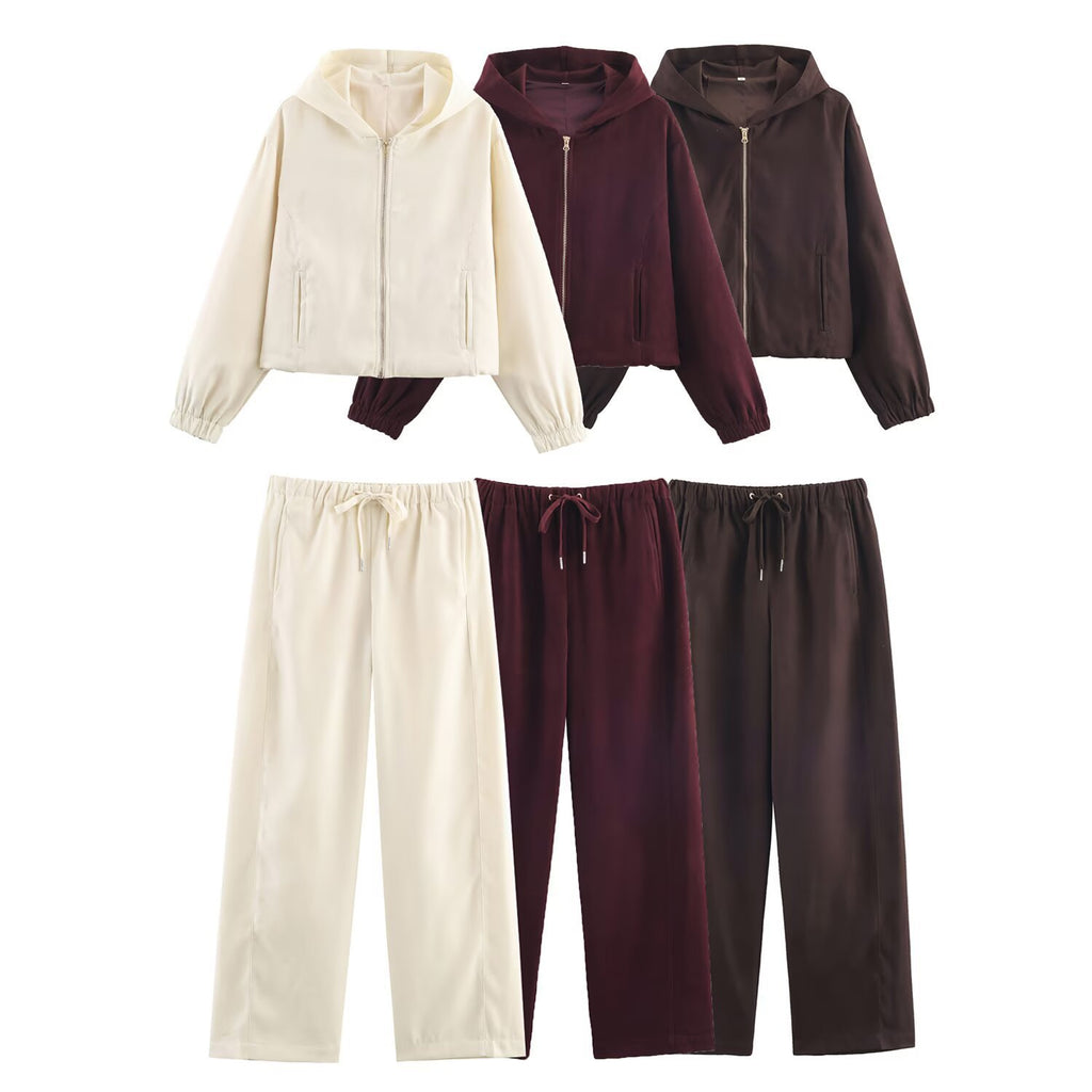 Ladies Boxy Hooded Jacket in Velvet Look with Full Zip and Elastic Hem Fashion Glam