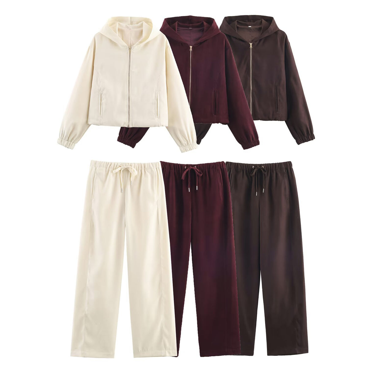 Ladies Boxy Hooded Jacket in Velvet Look with Full Zip and Elastic Hem Fashion Glam