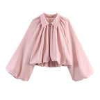 Women’s short jacket with oversized balloon sleeves and zipper Fashion Glam