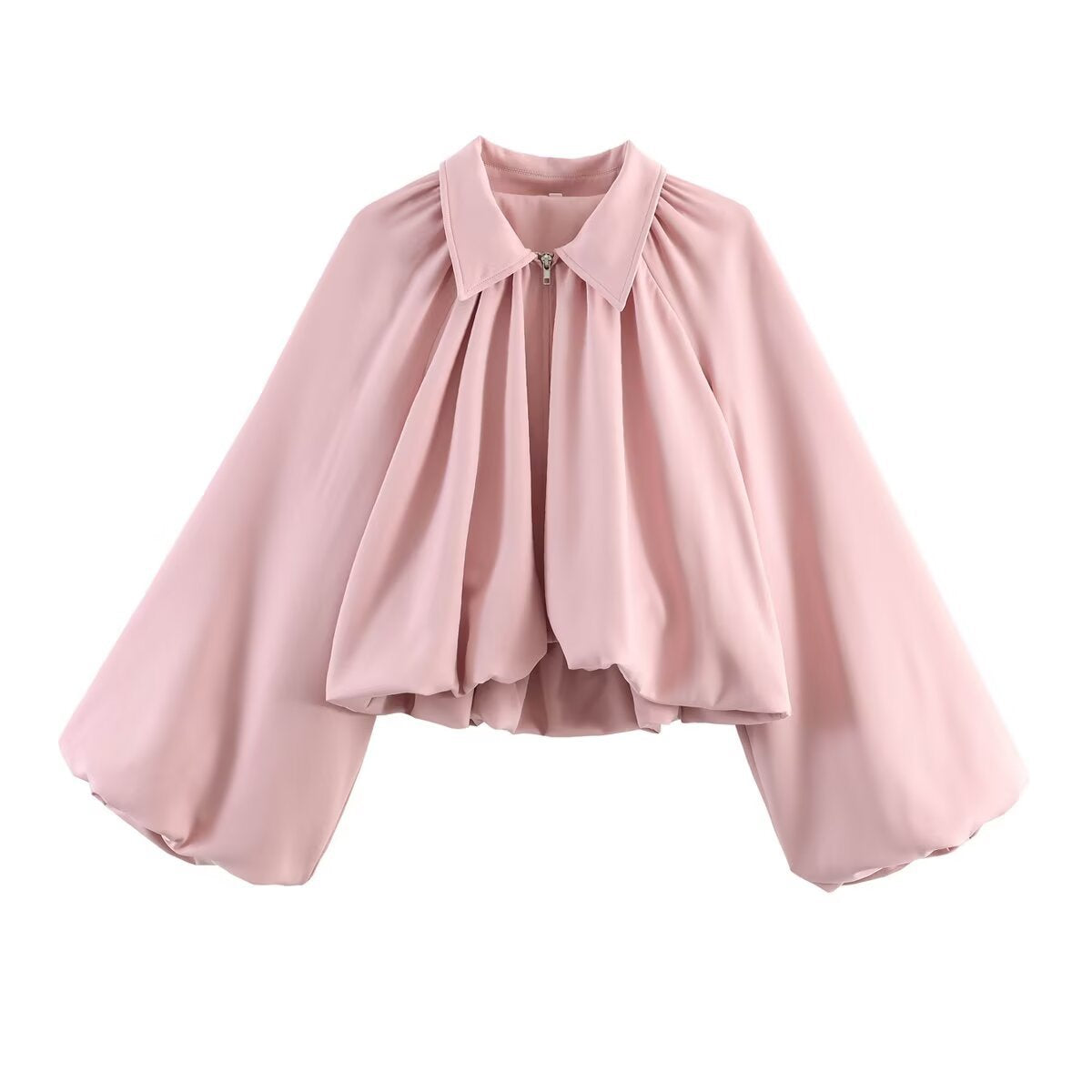 Women’s short jacket with oversized balloon sleeves and zipper Fashion Glam
