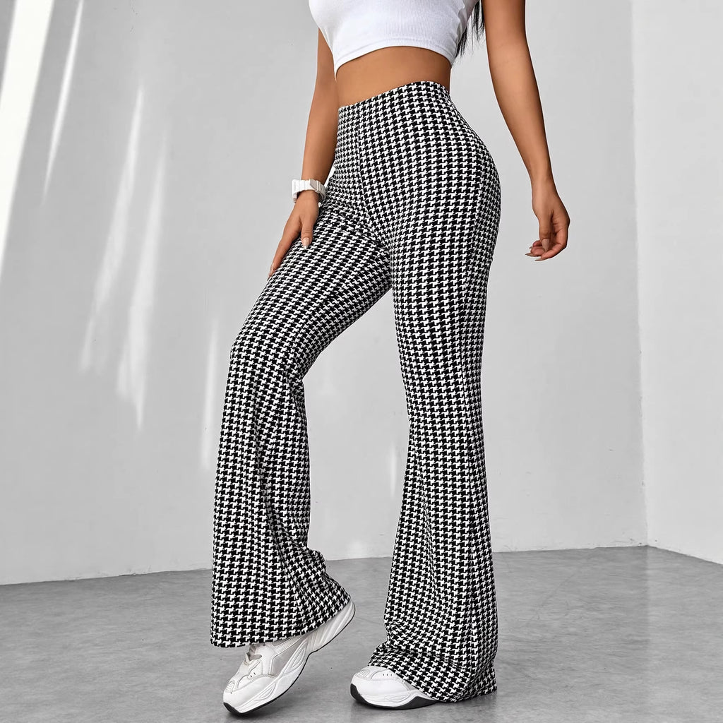 Ladies' Stretch Flared Pants with High Waist and Wide Leg Fashion Glam
