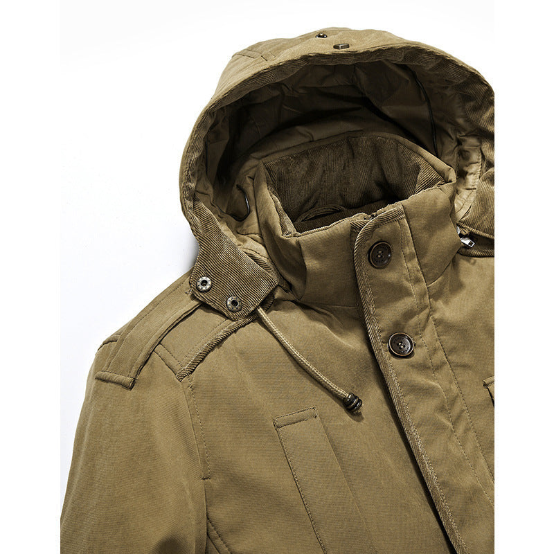 Men's Padded Canvas Field Parka with Sherpa Lining and Hood Collar Fashion Glam