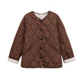 Women's quilted jacket with round quilting, button placket and V-neck Fashion Glam