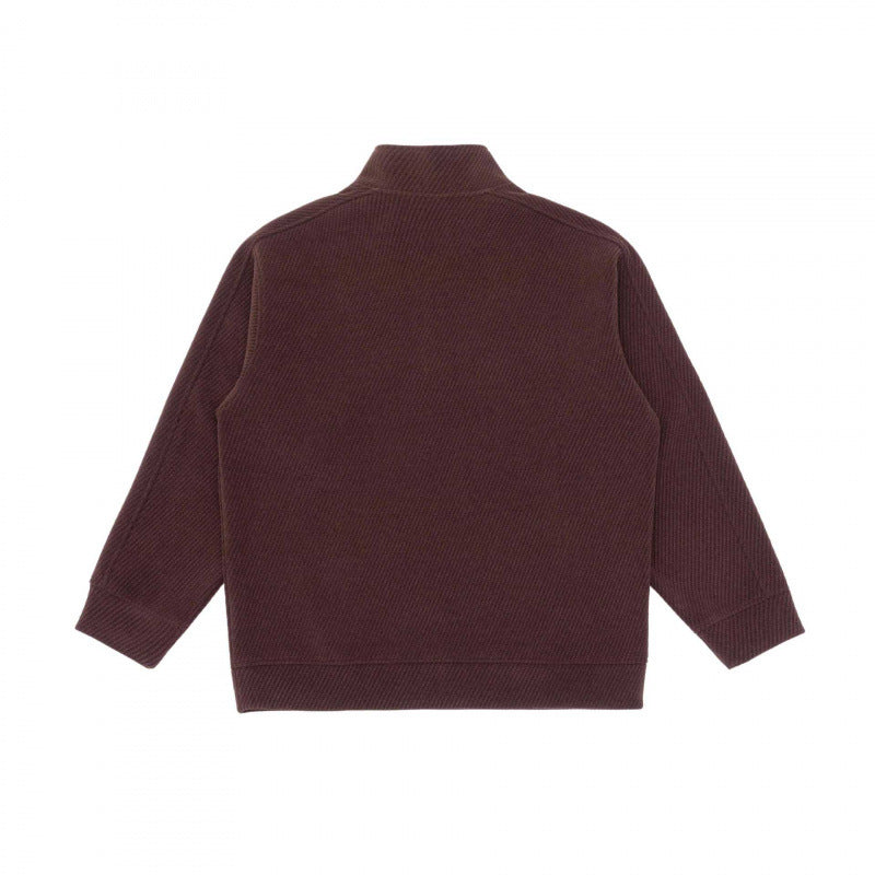 Unisex Short-Cut Structured Knit Half-Zip Sweater with Distinctive Contrast Stitch Fashion Glam