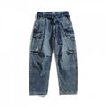 Women Cargo Jeans with High Waist, Wide Relaxed Fit and Removable Denim Belt Fashion Glam