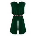Unisex nano medieval LARP tunic with fitted leather belt, side slits and decorative border Fashion Glam