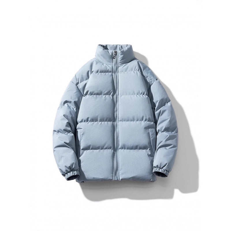 Unisex Lightweight Padded Down Look Puffer Jacket with Stand Collar and Two-Way Zipper Fashion Glam