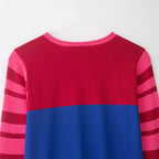 Women Cropped Cardigan with Color Block Design and Striped Sleeves Fashion Glam